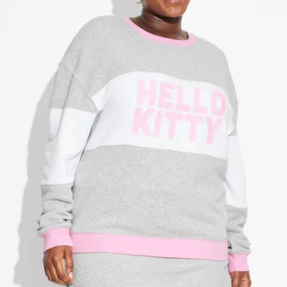 Hello Kitty by Sanrio XL Women's Gray and Pink Sweatshirt